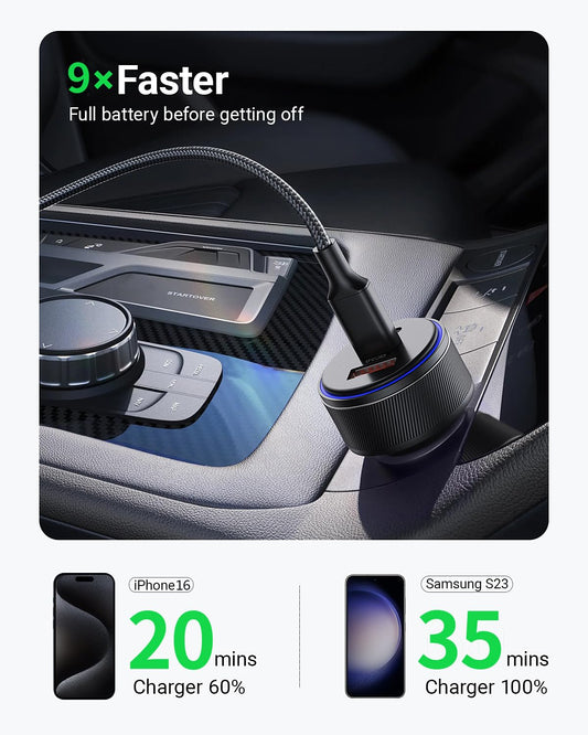 90W USB-C & USB-A Car Charger, 3-Port Fast Charging, PD3.0 & QC3.0, Compatible with iPhone 16/15/14/13 Pro Max, iPad, MacBook, Samsung, Google Pixel, More